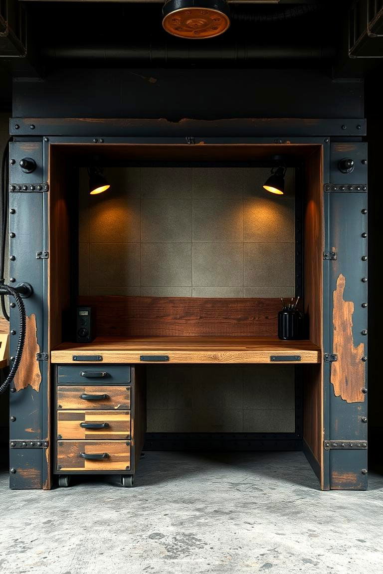 Industrial Built in Desk - 24 Built-in Desk Ideas