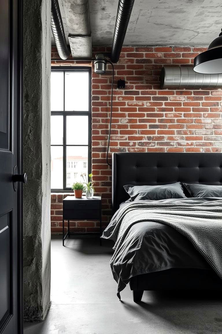 Industrial Charcoal Vibe - 24 Charcoal Bedroom Ideas
