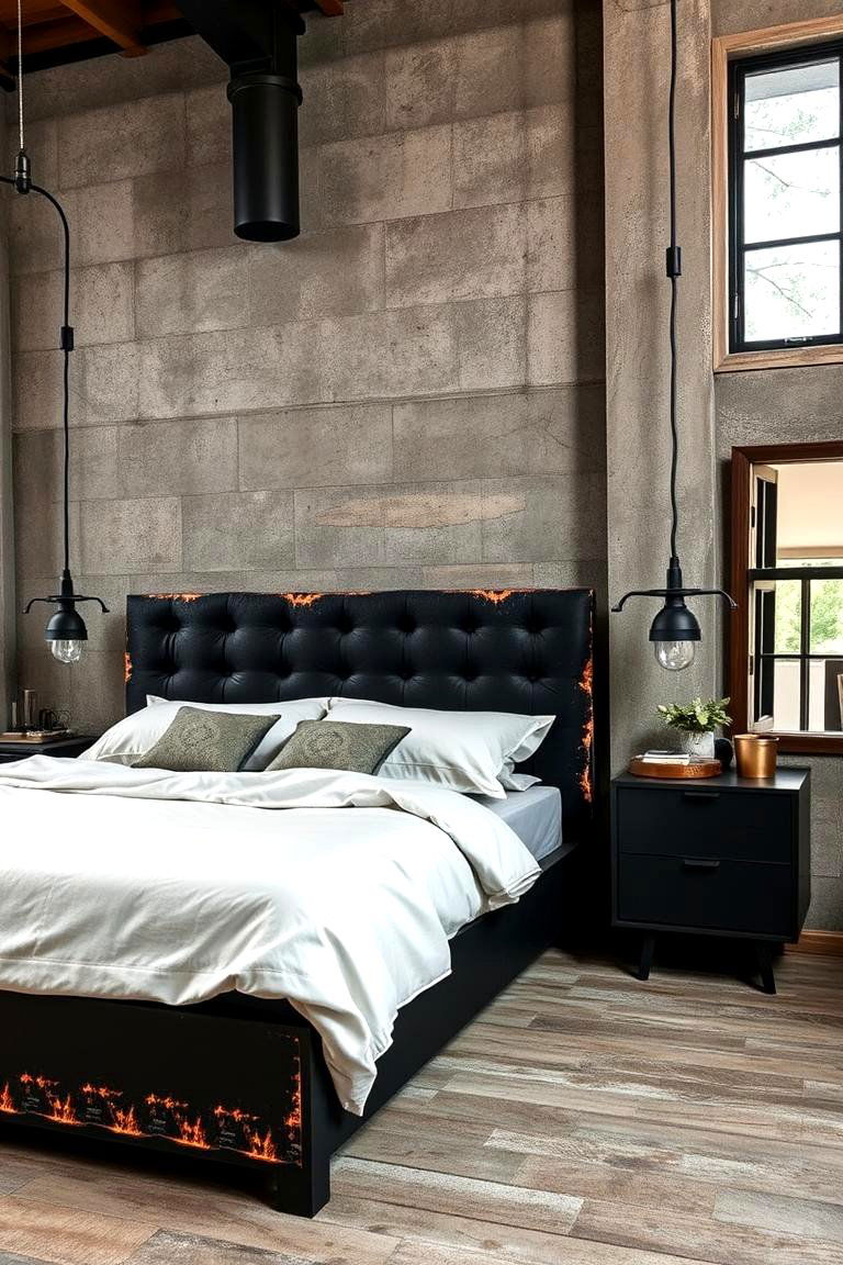 Industrial Chic - 24 Black Headboard Bedroom Ideas
