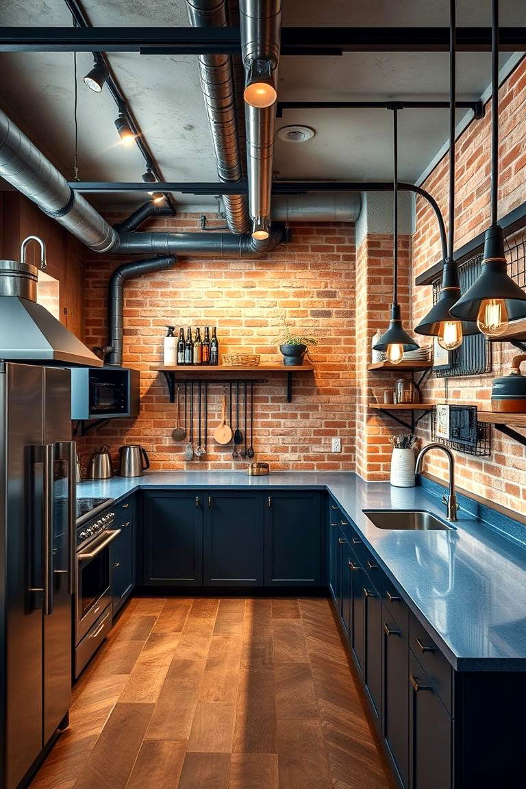 Industrial Chic - 24 kitchens with blue countertops