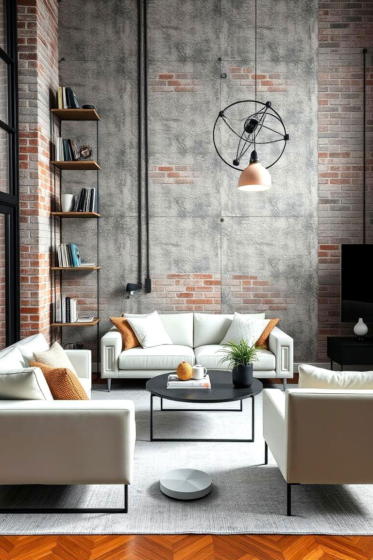 Industrial Chic - 24 Living Room Wallpaper Ideas