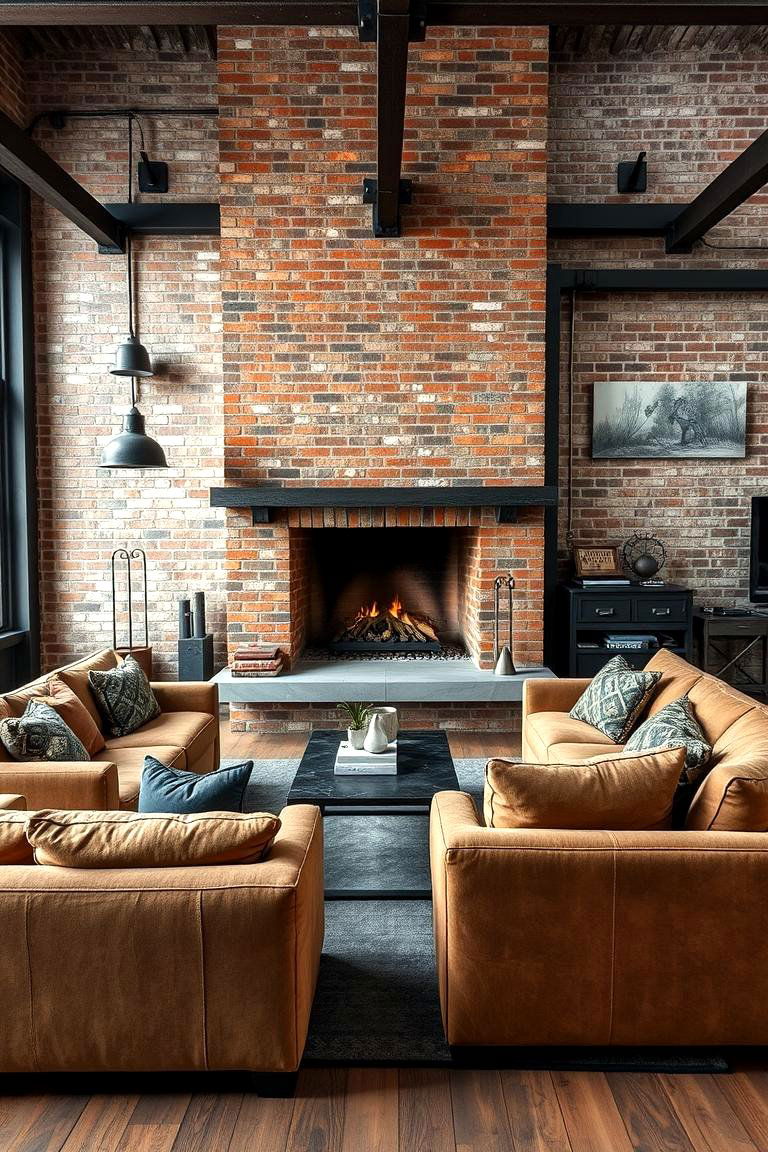 Industrial Chic Ambiance - 24 Living Room Ideas With Sectionals and Fireplace