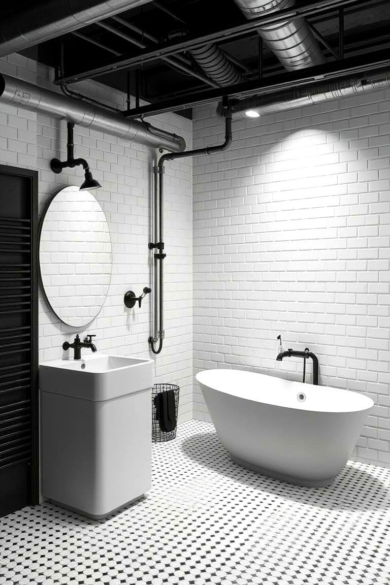 Industrial Chic Bathroom - 24 Basement Bathroom Ideas