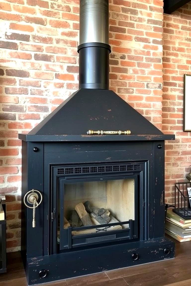 Industrial Chic Black Fireplace - 24 Black Fireplace Ideas