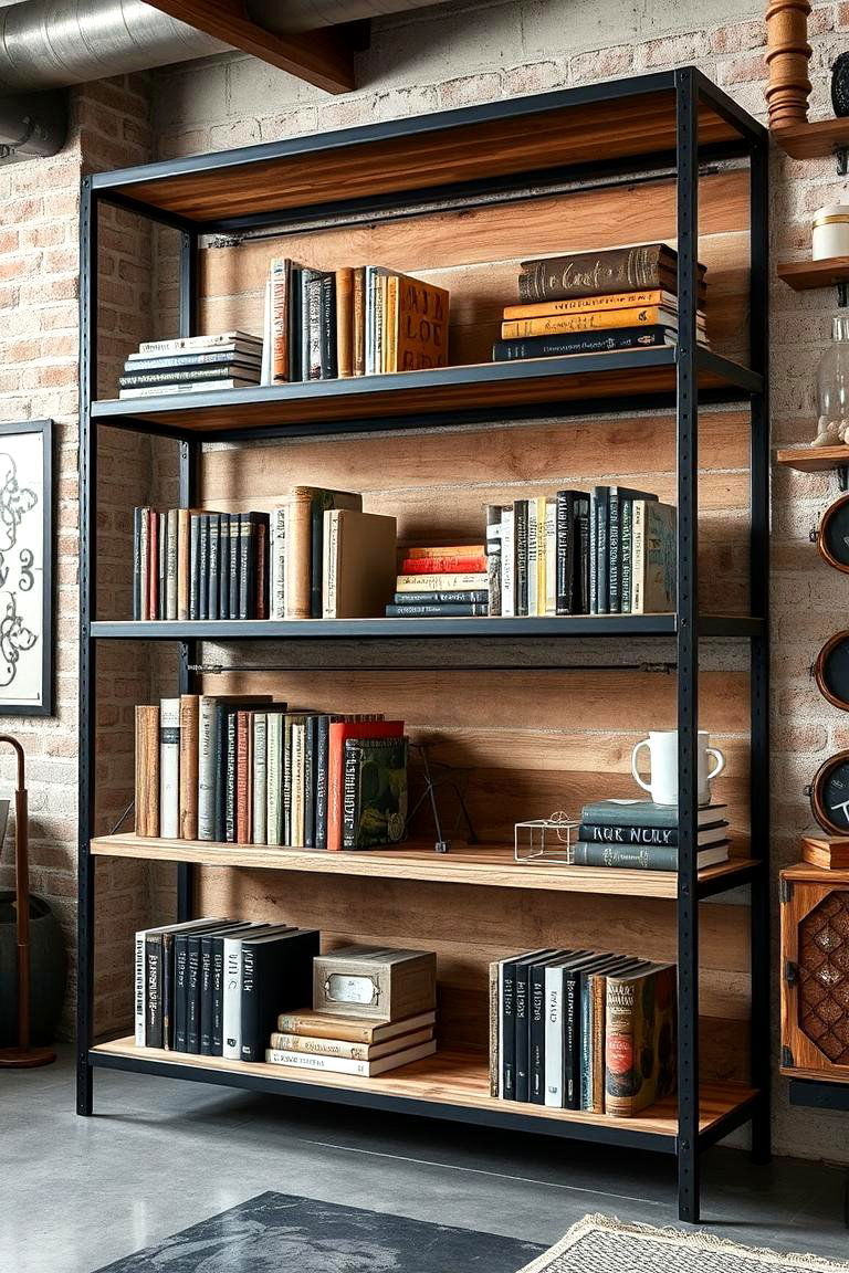 Industrial Chic Bookshelf - 24 Built-in Bookshelf Ideas