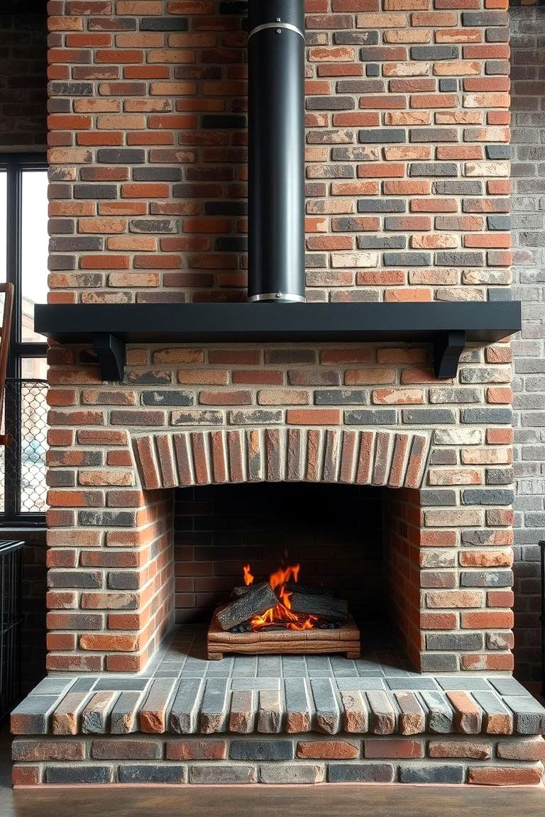 Industrial Chic Brick Fireplace - 24 Brick Fireplace Ideas
