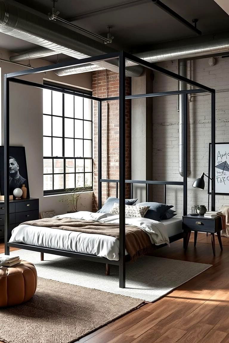 Industrial Chic Canopy Bed - 24 Canopy Bed Ideas