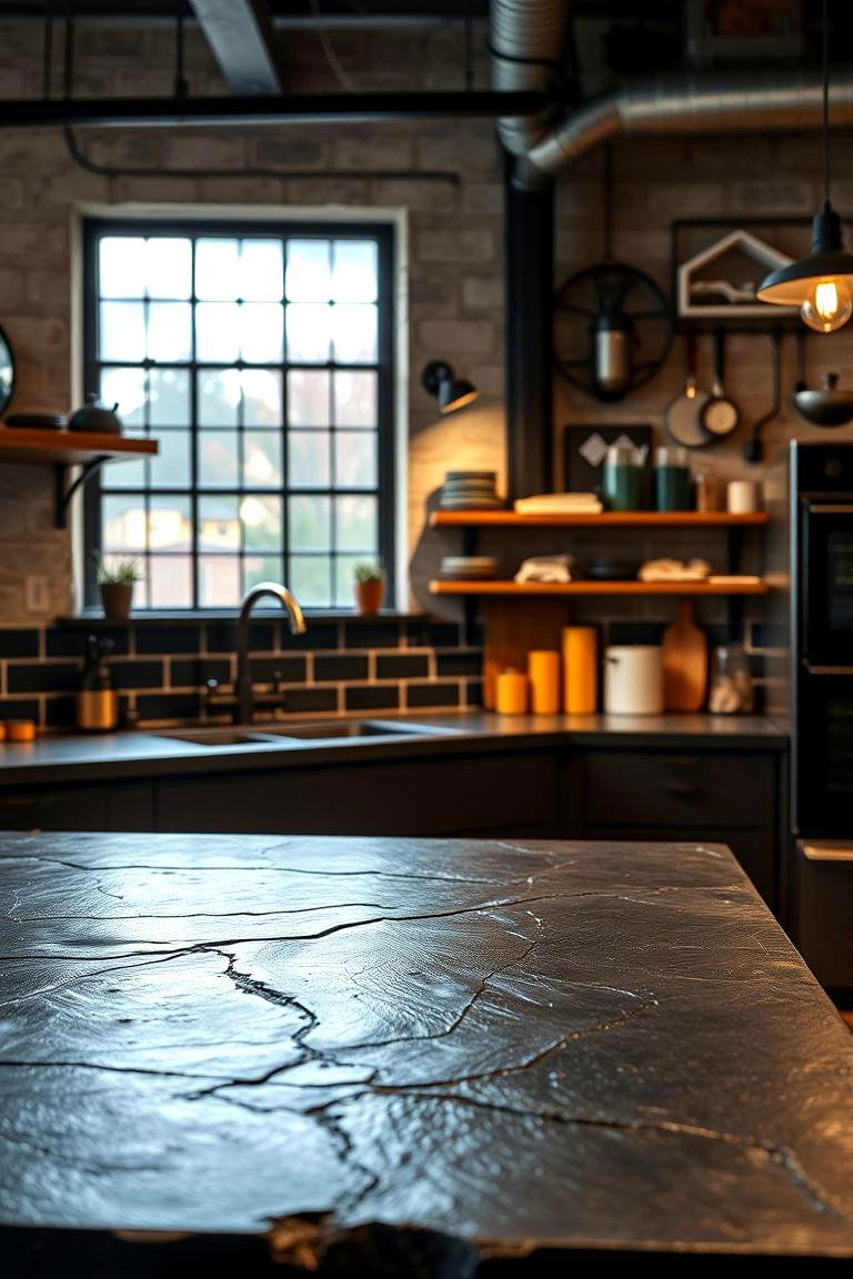 Industrial Chic Charm - 24 Black Kitchen Countertops