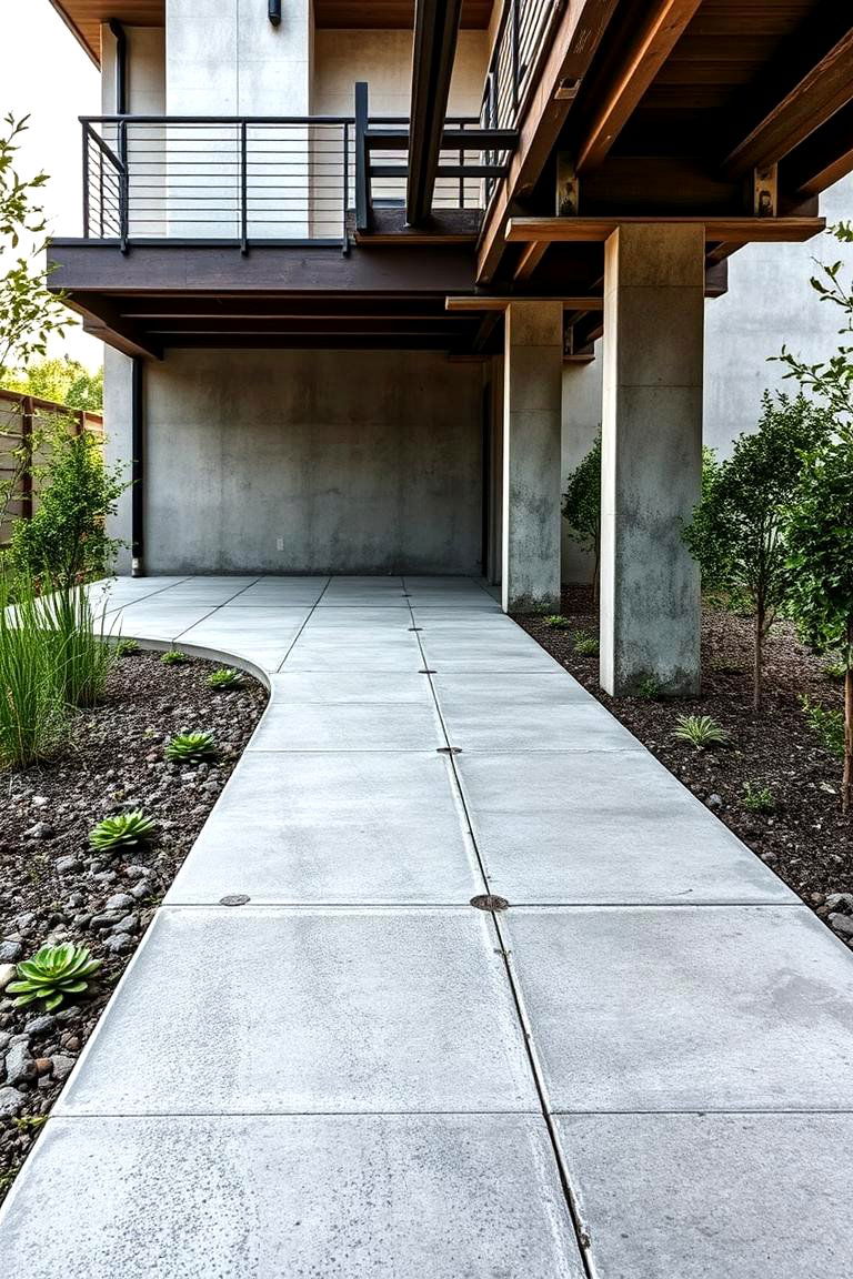 Industrial Chic Concrete Walkway - 24 Concrete Walkway Ideas