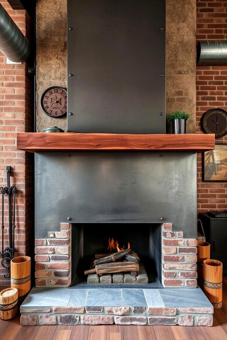 Industrial Chic Corner Fireplace - 24 Corner Fireplace Ideas