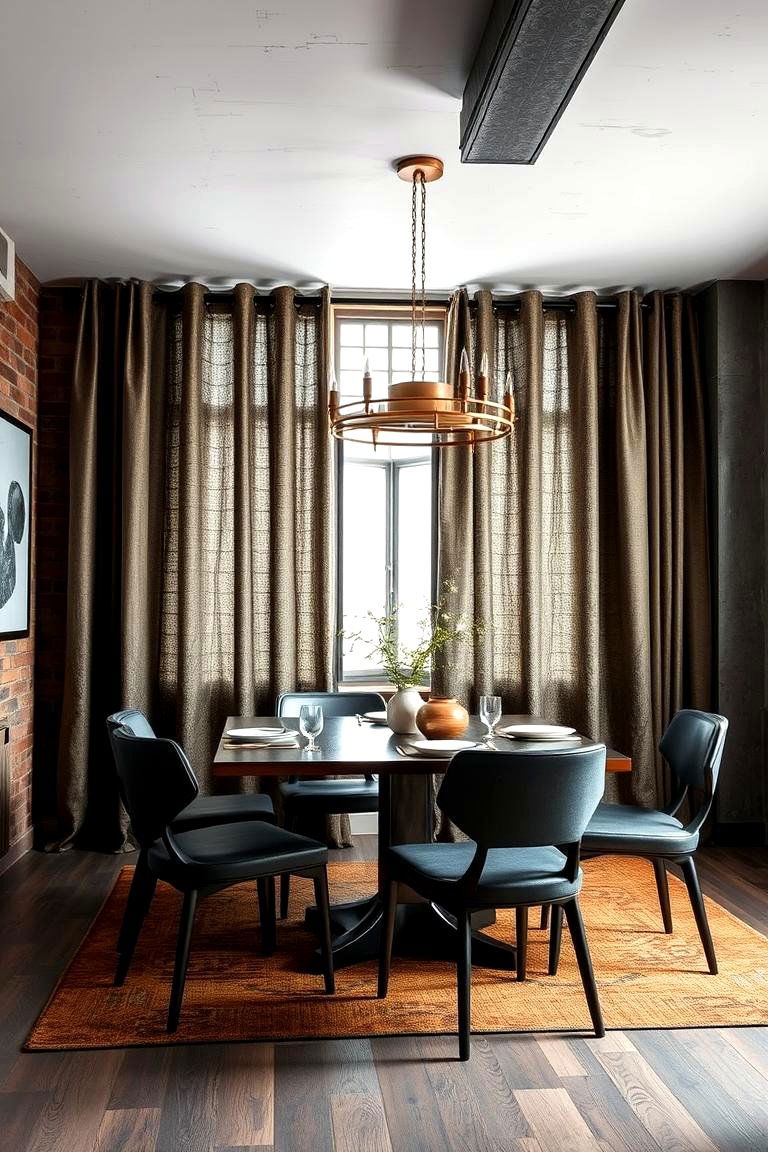 Industrial Chic Curtains - 24 Dining Room Curtain Ideas