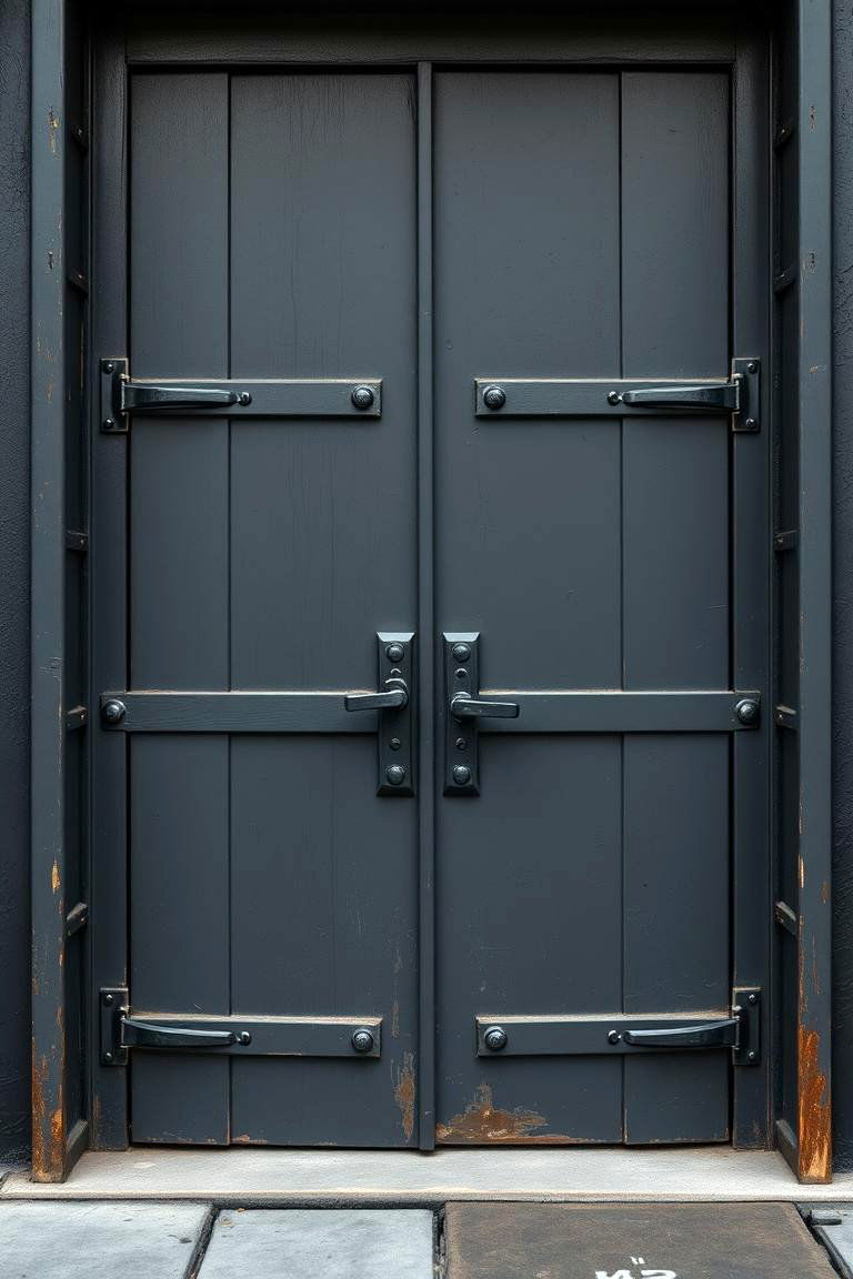 Industrial Chic Dark Gray Front Door - 24 Dark Gray Front Door Ideas