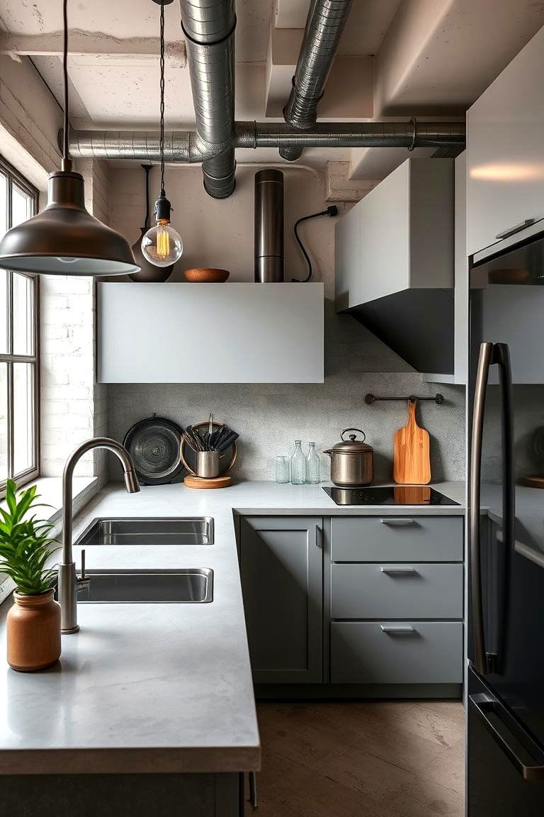Industrial Chic Design - 24 One Wall Kitchen Ideas