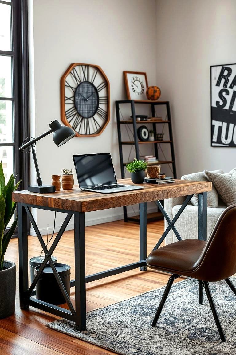 Industrial Chic Desk Design - 24 Desk in Living Room Ideas