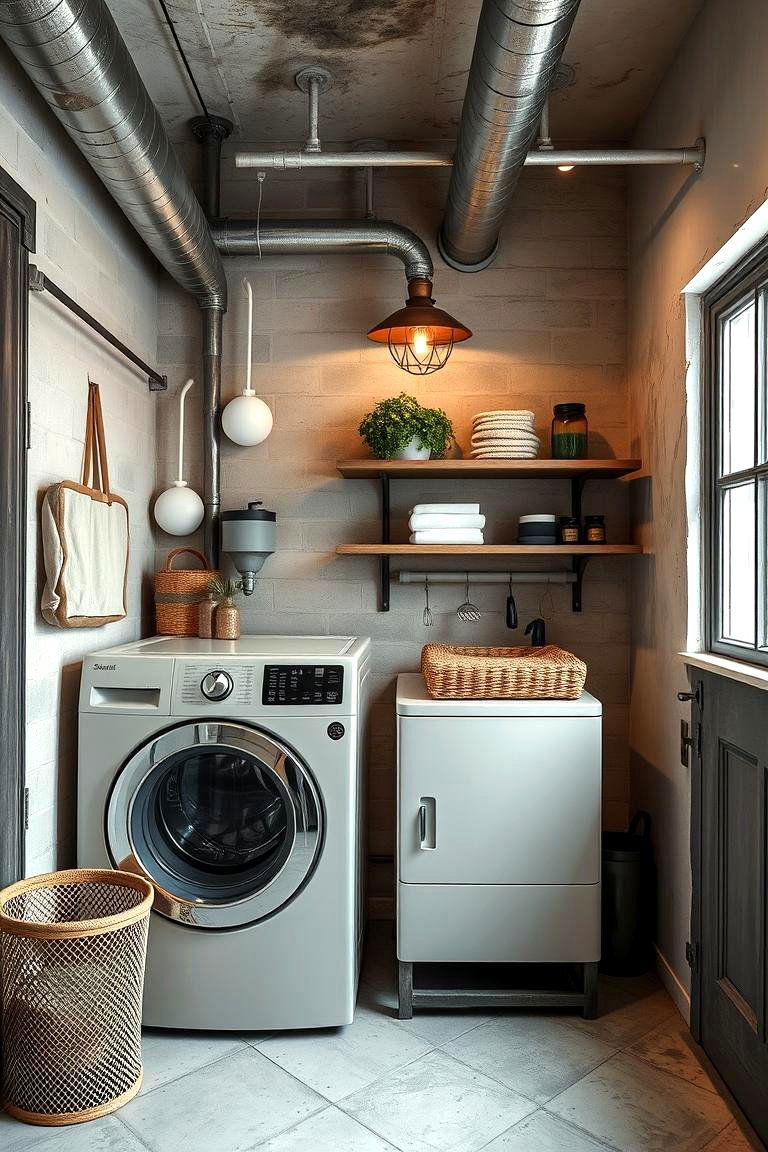 Industrial Chic Elements - 24 Stackable Laundry Room Ideas