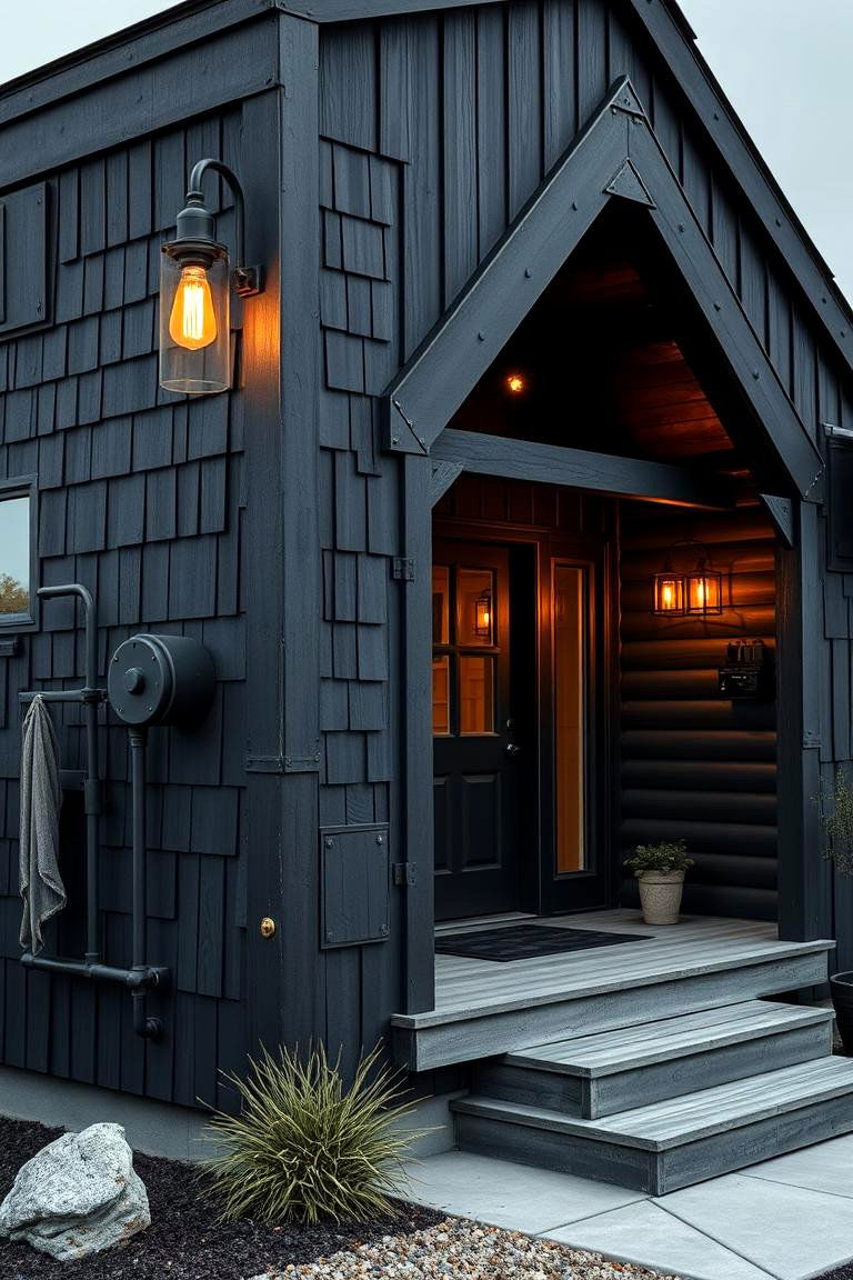 Industrial Chic Facade - 24 black siding house ideas