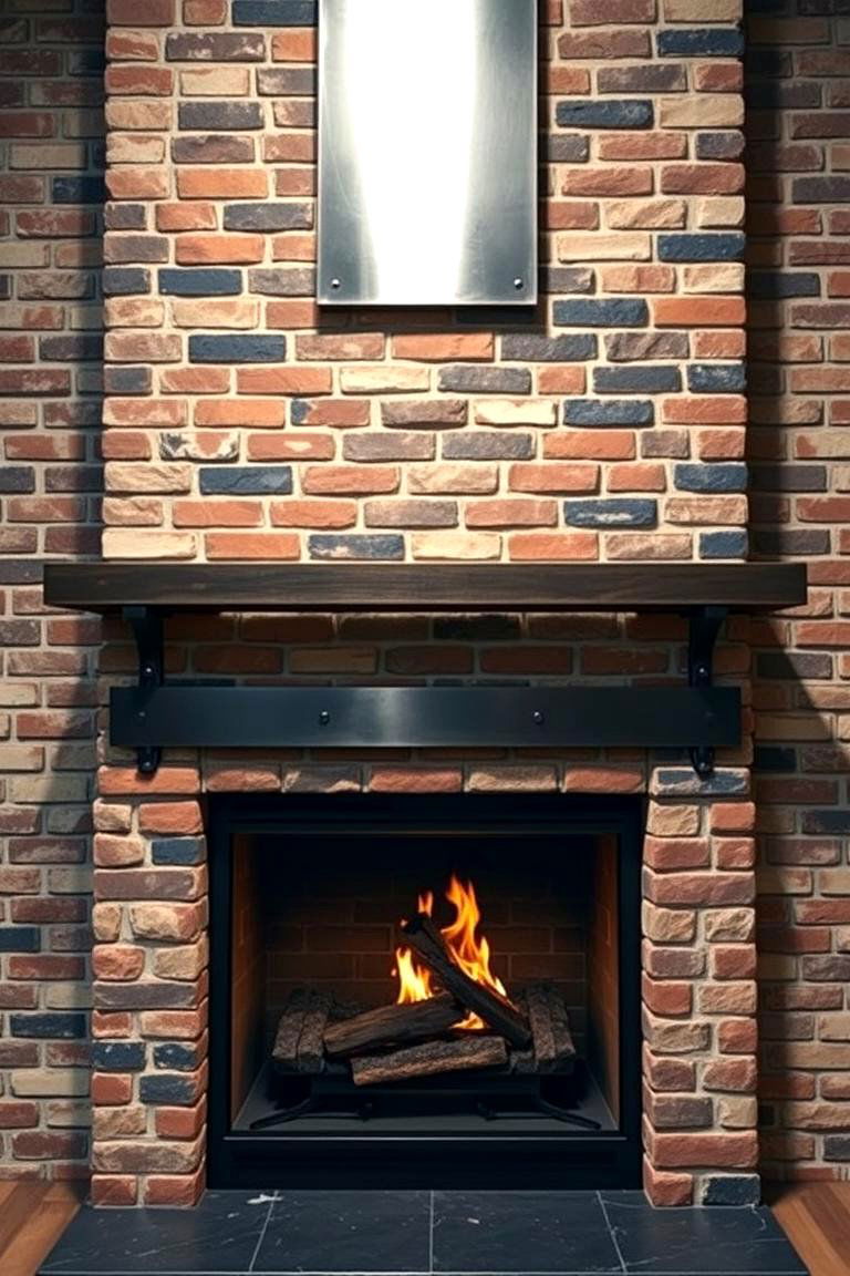Industrial Chic Fireplace - 24 Rustic Brick Fireplace Ideas