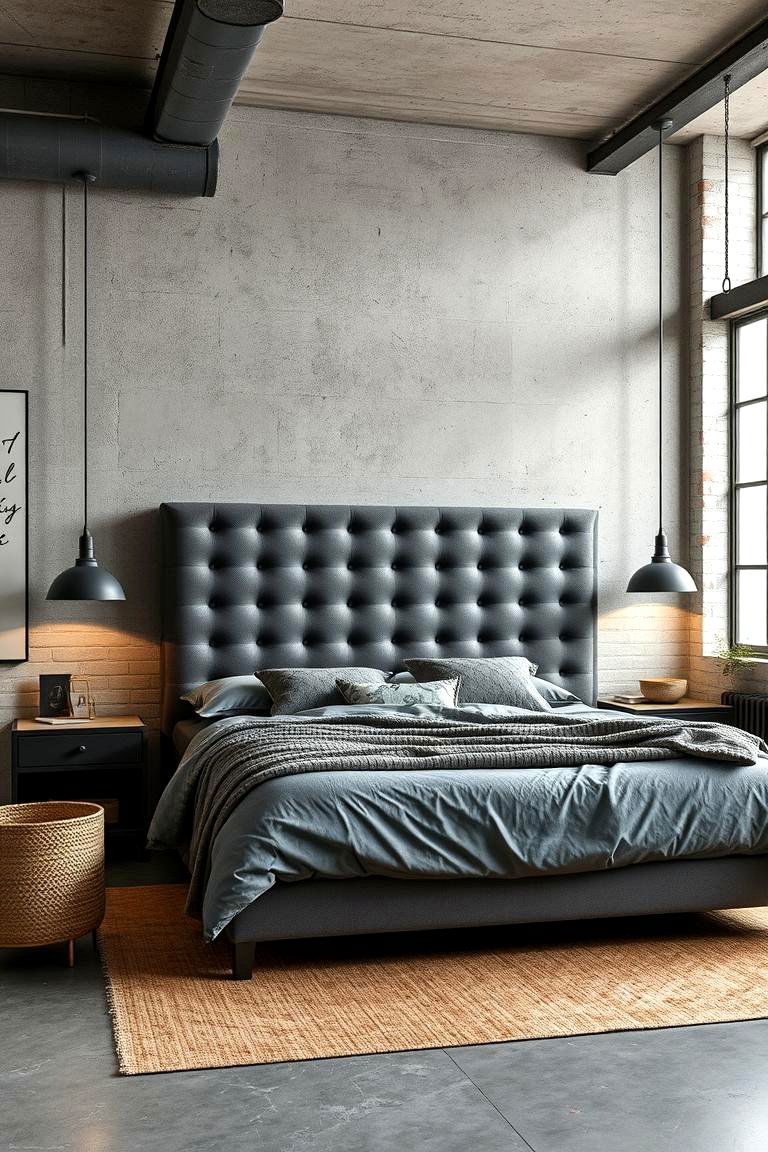 Industrial Chic Grey Headboard - 24 Grey Headboard Bedroom Ideas