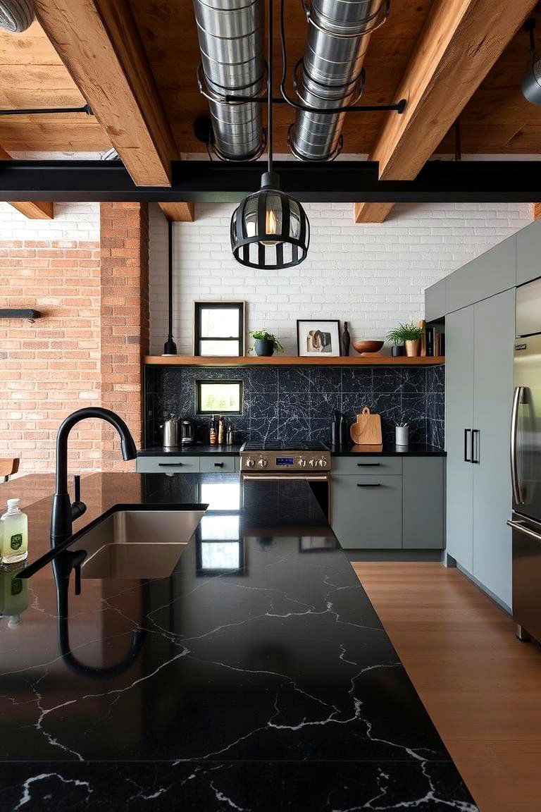 Industrial Chic Inspiration - 24 Black Granite Countertops Kitchen Ideas