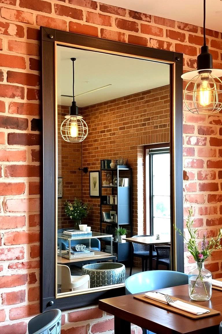 Industrial Chic Mirror - 24 Dining Room Mirror Ideas