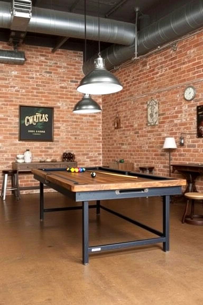 Industrial Chic Pool Hall Design - 24 Pool Table Room Ideas