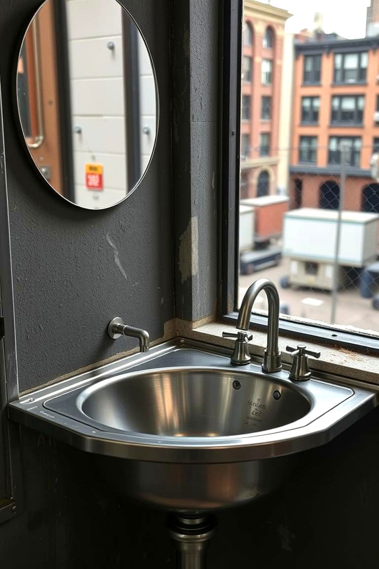 Industrial Chic Stainless Steel Sink - 24 Corner Kitchen Sink Ideas