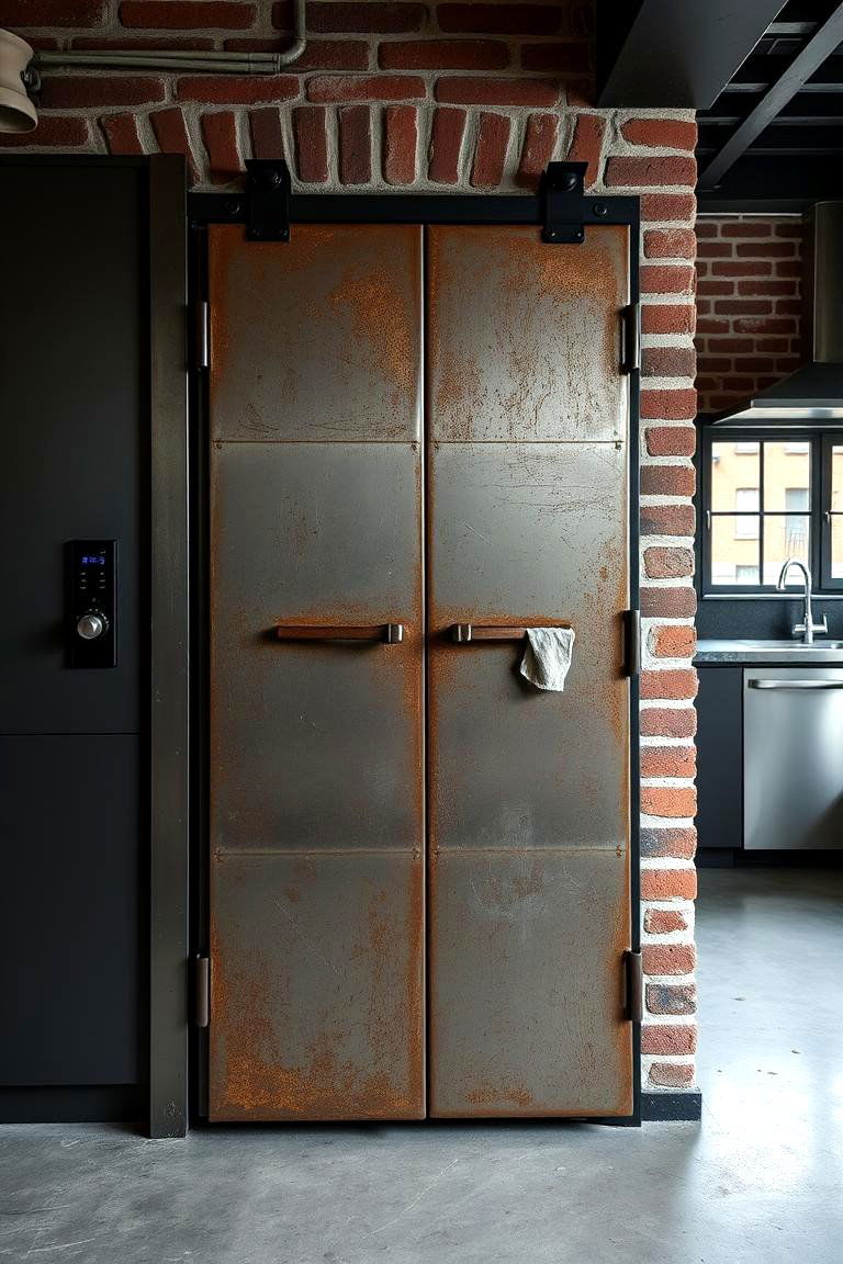 Industrial Chic Steel Door - 24 Kitchen Door Design Ideas