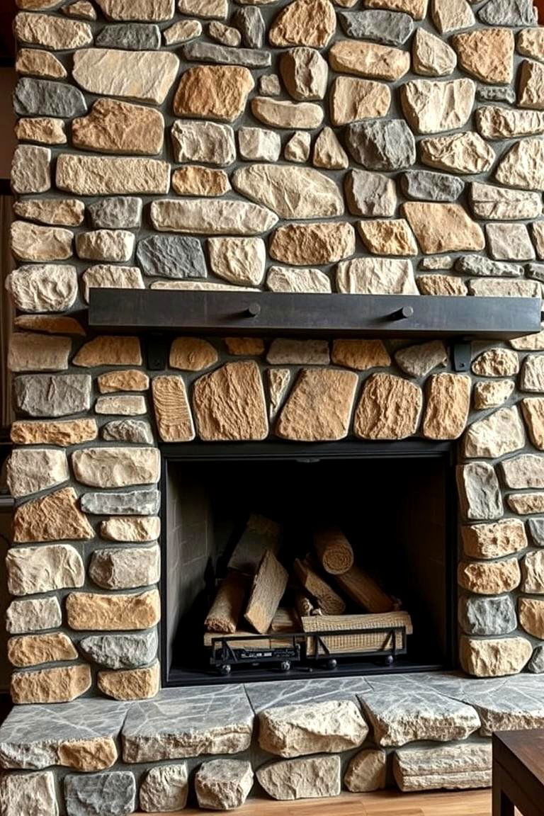 Industrial Chic Stone Fireplace - 24 Stone Fireplace Ideas