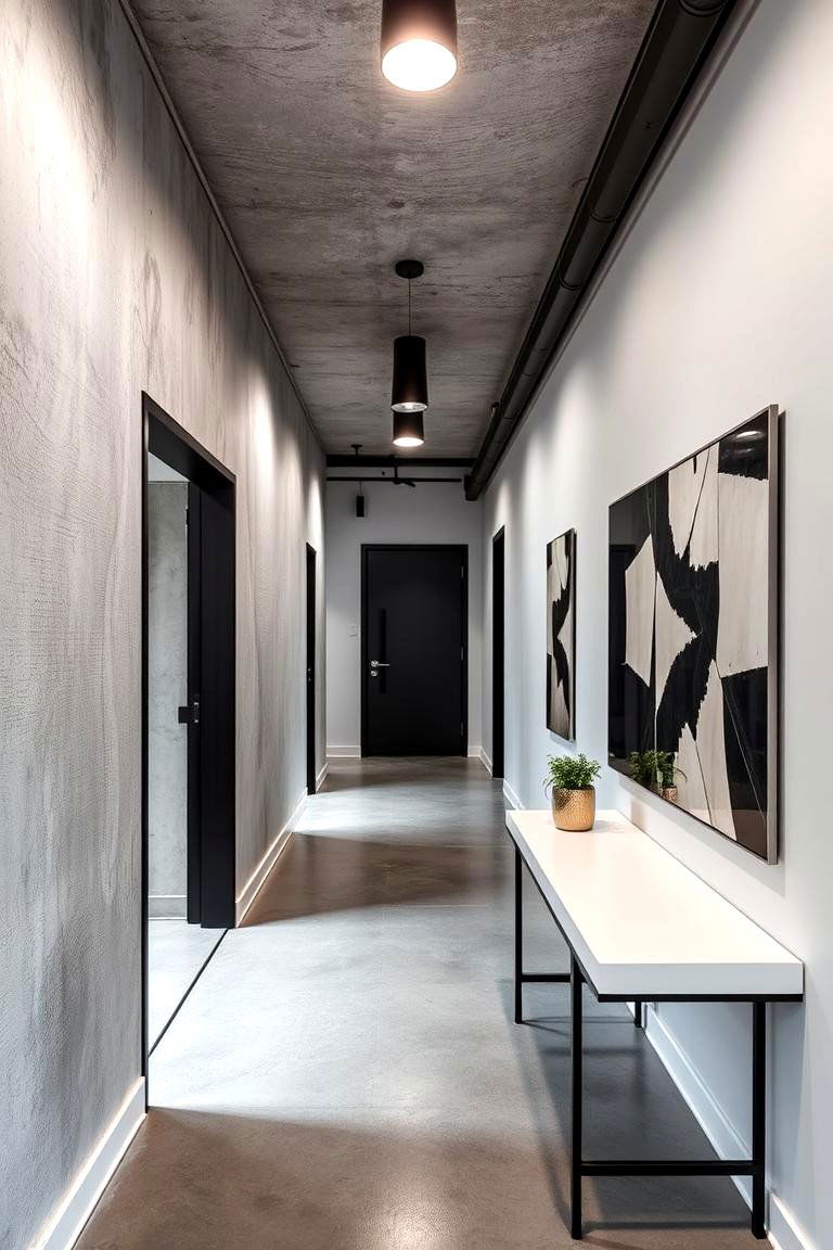 Industrial Chic Touch - 24 Black and White Hallway Ideas