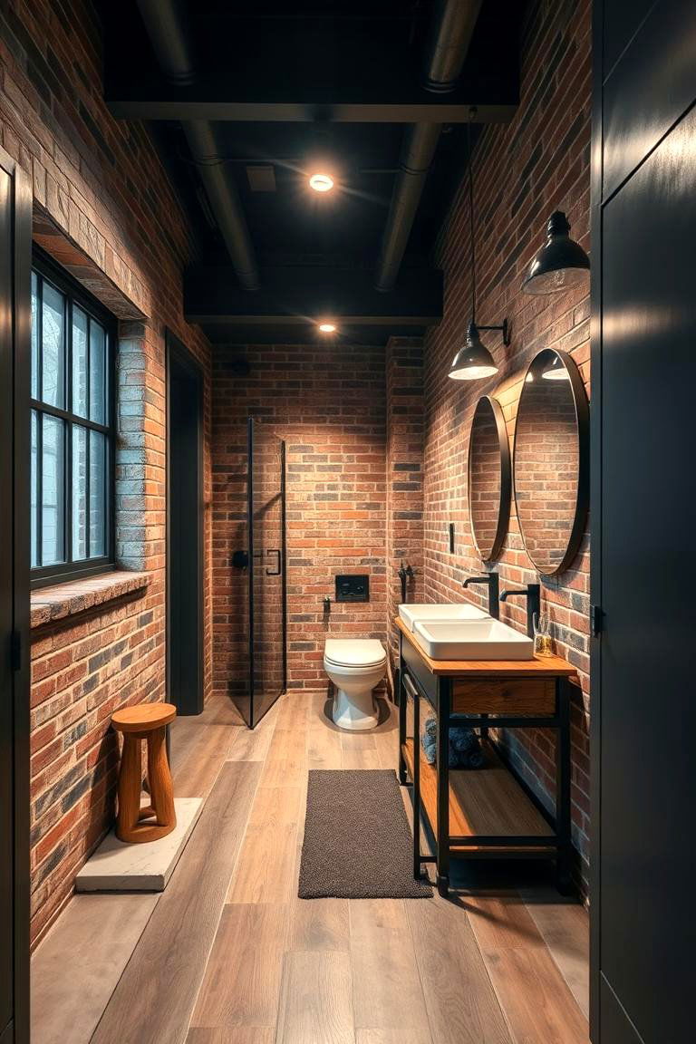 Industrial Chic Touch - 24 Hall Bathroom Ideas