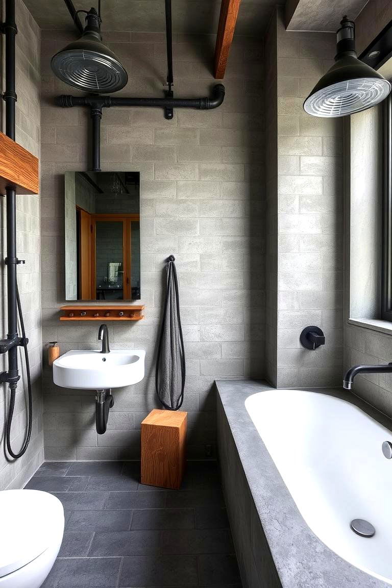 Industrial Chic Touches - 24 Quirky Bathroom Ideas
