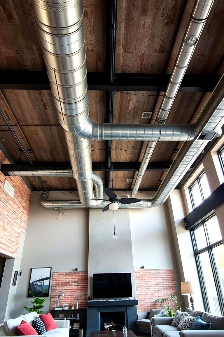 Industrial Chic Vault - 24 Living Room Vaulted Ceiling Ideas