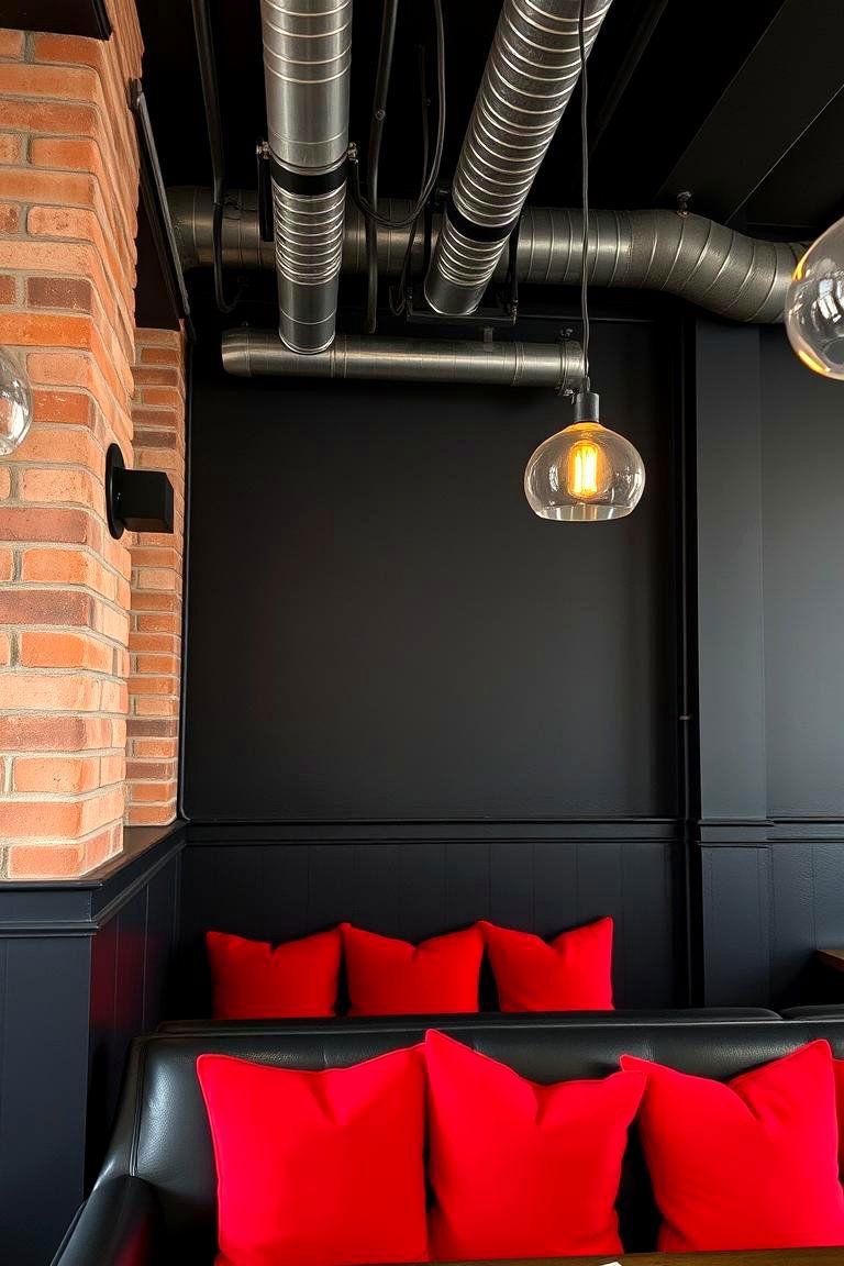 Industrial Chic with Black and Red Elements - 24 Black and Red Living Room Ideas