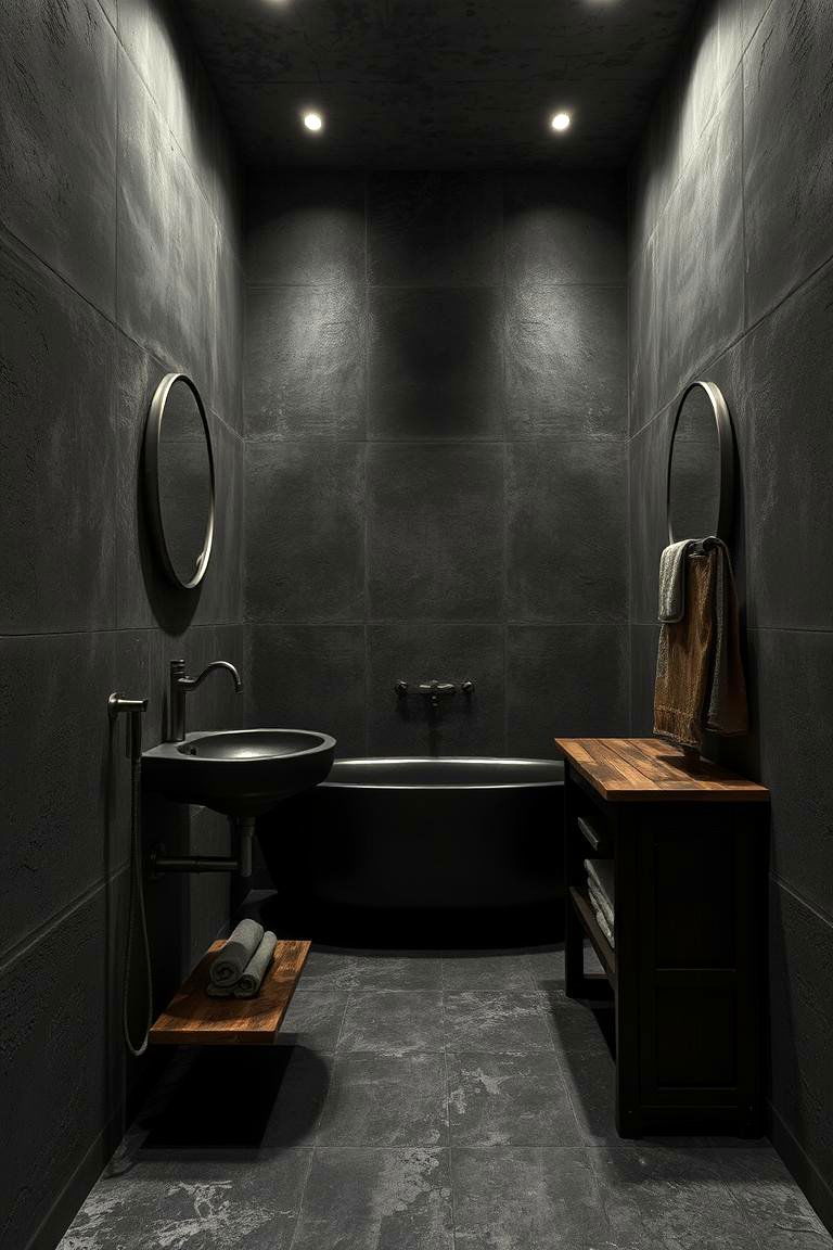 Industrial Chic with Exposed Concrete - 24 Dark Bathroom Ideas