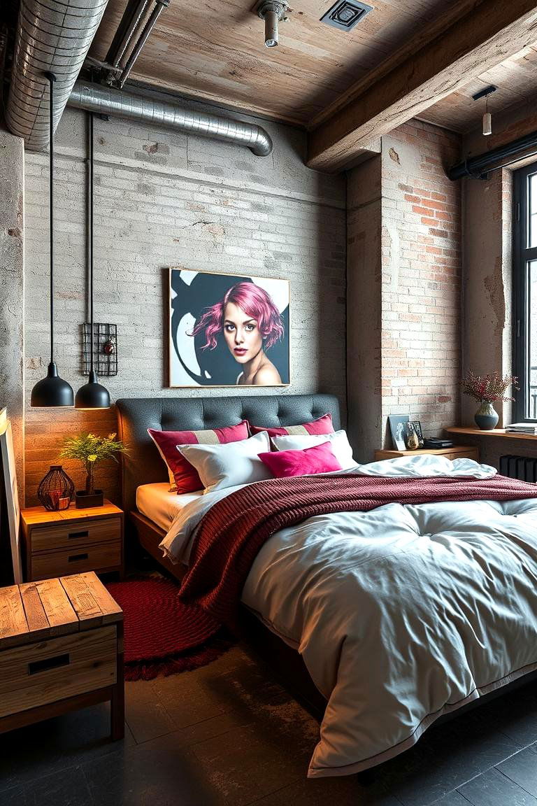 Industrial Chic with Hot Pink - 24 Hot Pink Bedroom Ideas