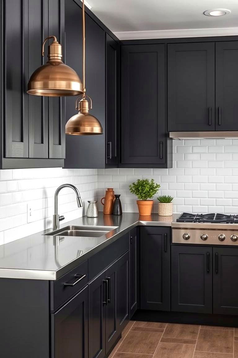 Industrial Chic with Metal Accents - 24 l shaped kitchen ideas