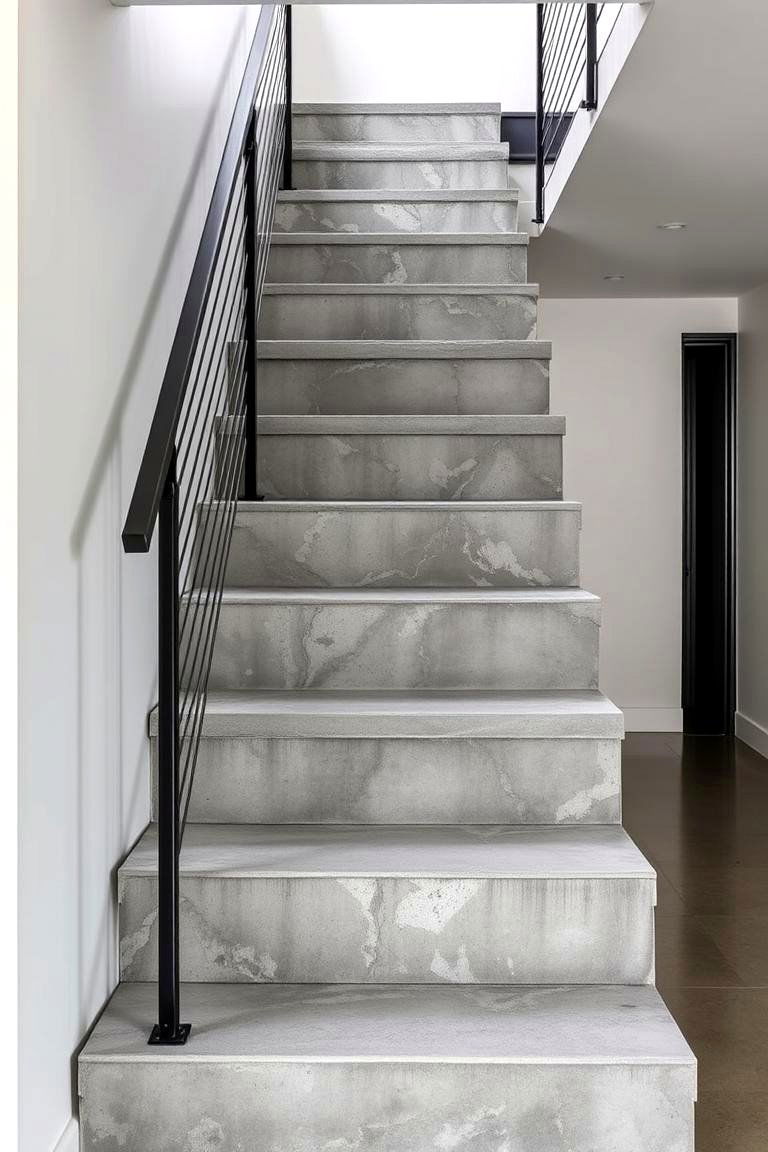 Industrial Concrete Finish Stair Risers - 24 Stair Riser Ideas