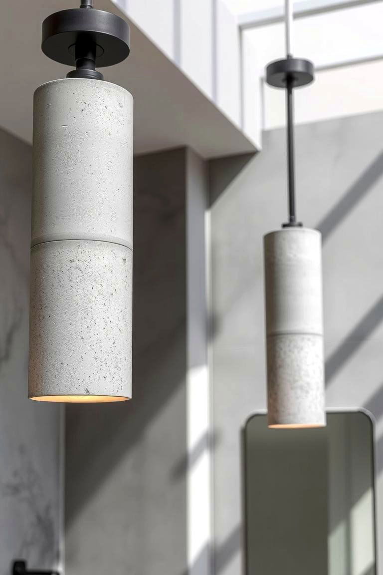 Industrial Concrete Lighting Fixtures - 24 Concrete Bathroom Ideas