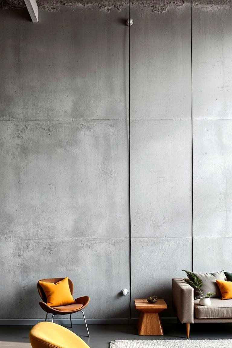Industrial Concrete Look - 24 Tv Accent Wall Ideas