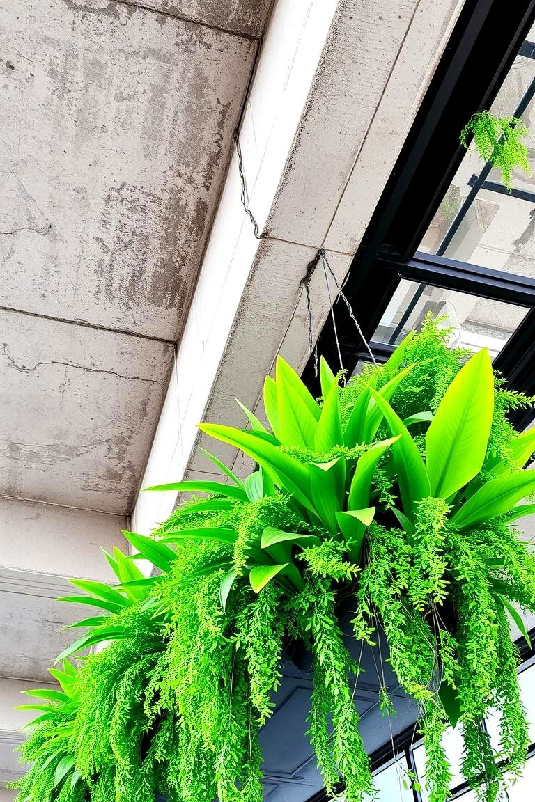 Industrial Concrete and Green Accents - 24 Green Ceiling Ideas