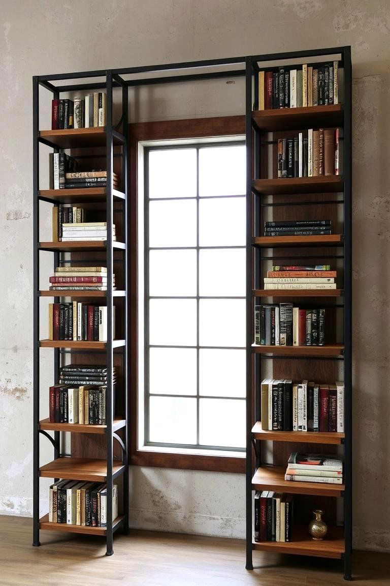 Industrial Edge - 24 Bookcases Around Window Design Ideas