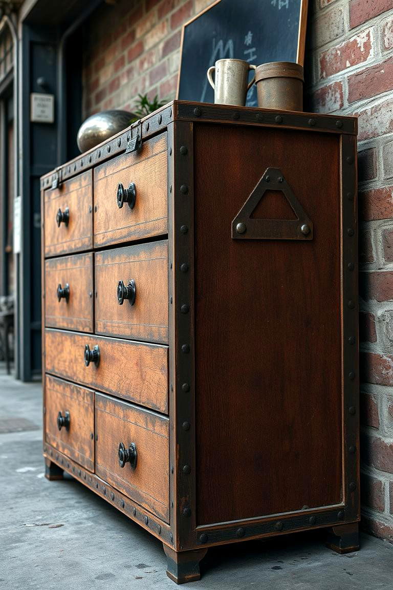 Industrial Edge with Raw Materials - 24 Dresser Decor Ideas