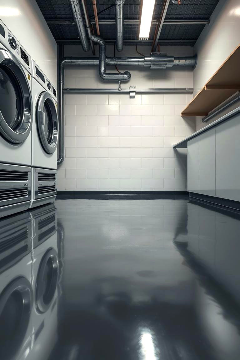 Industrial Epoxy Finish - 24 Laundry Room Floor Ideas