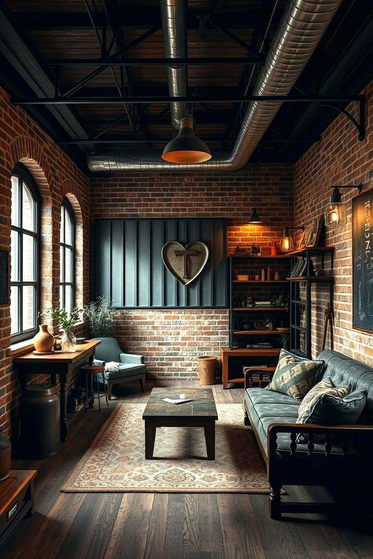 Industrial Exposed Brick Accents - 24 Steampunk Interior Design Ideas