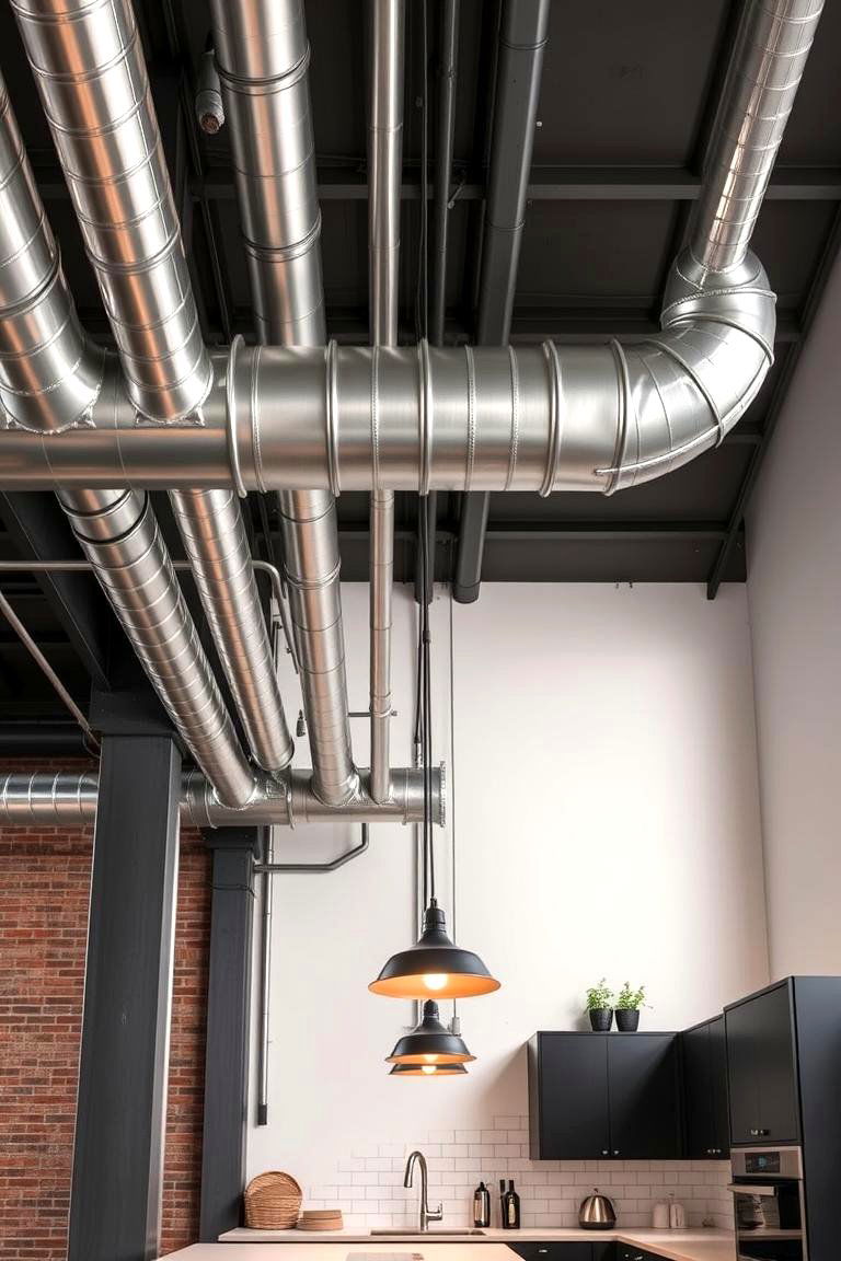 Industrial Exposed Ductwork Ceiling - 24 Kitchen Ceiling Ideas