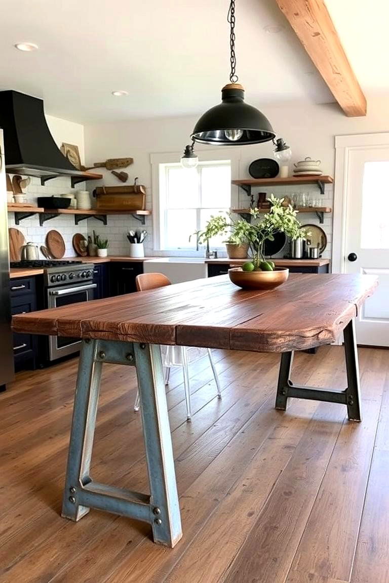 Industrial Farmhouse Island - 24 Farmhouse Kitchen Island Ideas