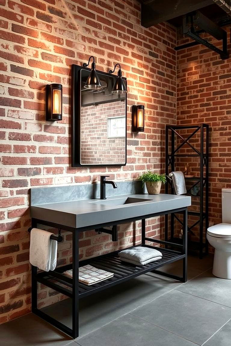 Industrial Floating Vanity - 24 Floating Vanity Bathroom Ideas