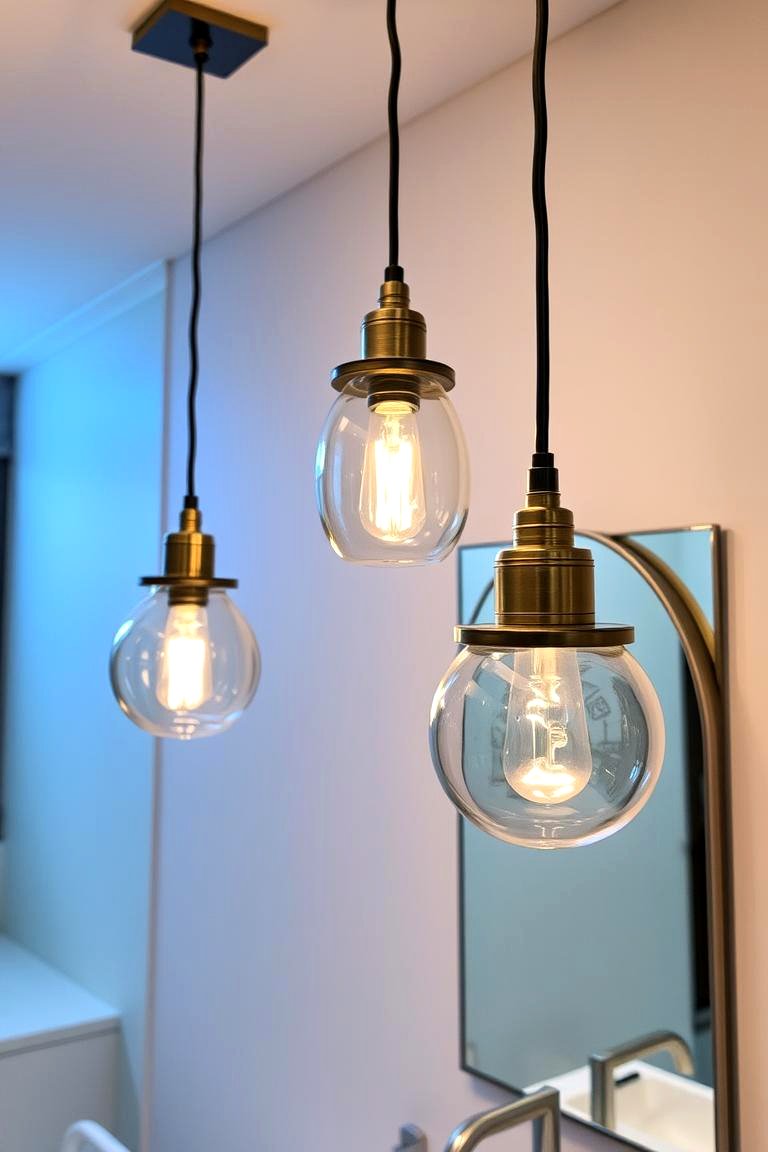 Industrial Glass Pendants for an Updated Loft Look - 24 Bathroom Pendant Lighting Ideas