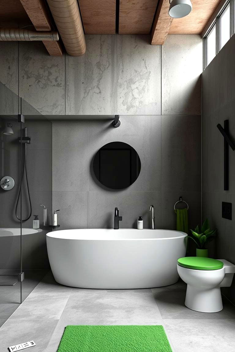 Industrial Green Touch - 24 Green and Grey Bathroom Ideas