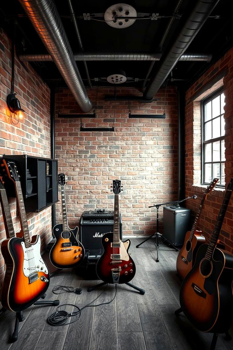 Industrial Guitar Loft - 24 Guitar Room Ideas